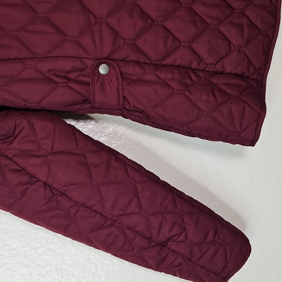 Eddie Bauer Burgundy Quilted Jacket Women’s M | Lightweight Puffer Coat Wine Red - Picture 11 of 13